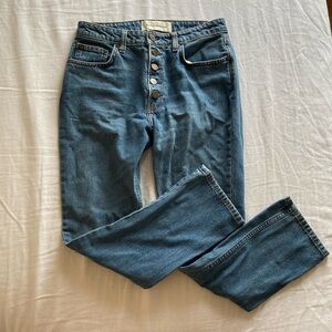 Reformation petite button fly mid rise jean